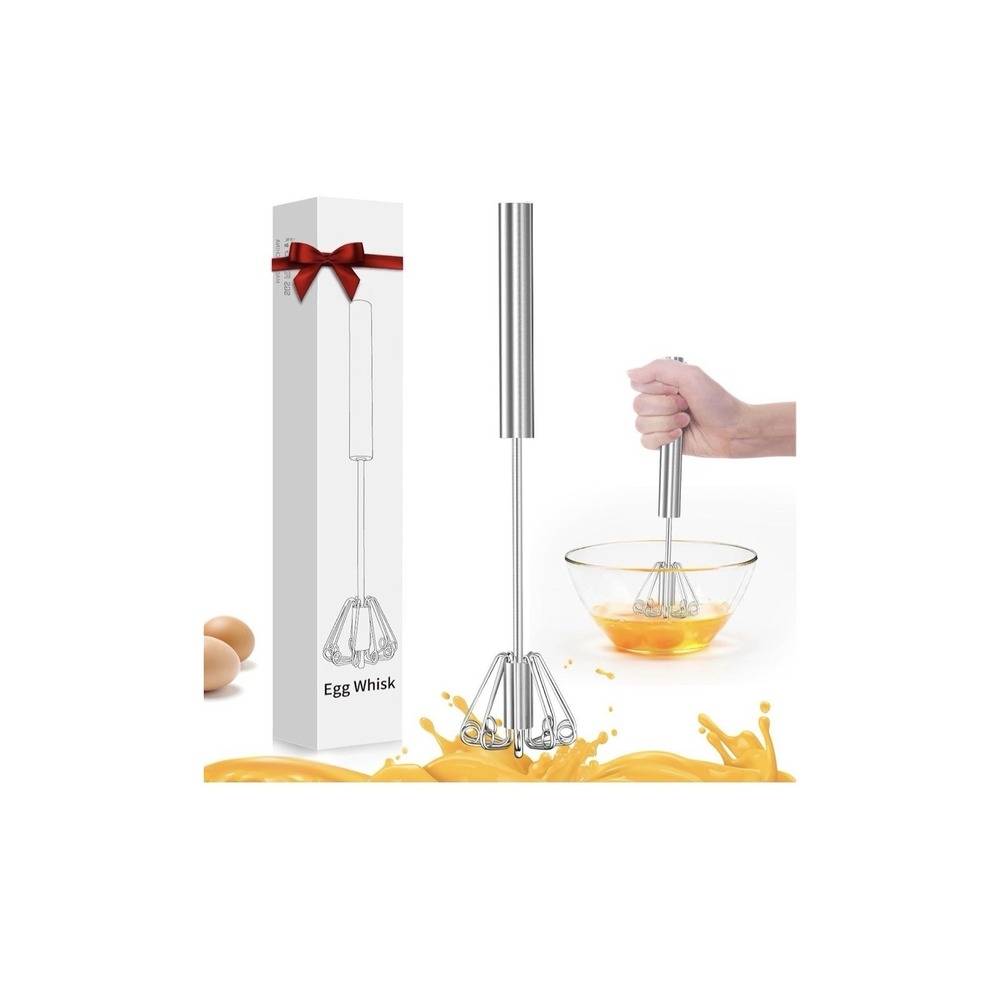N35/. OOKUU Stainless Steel Egg Whisk, Semi Automatic Whisk Blender